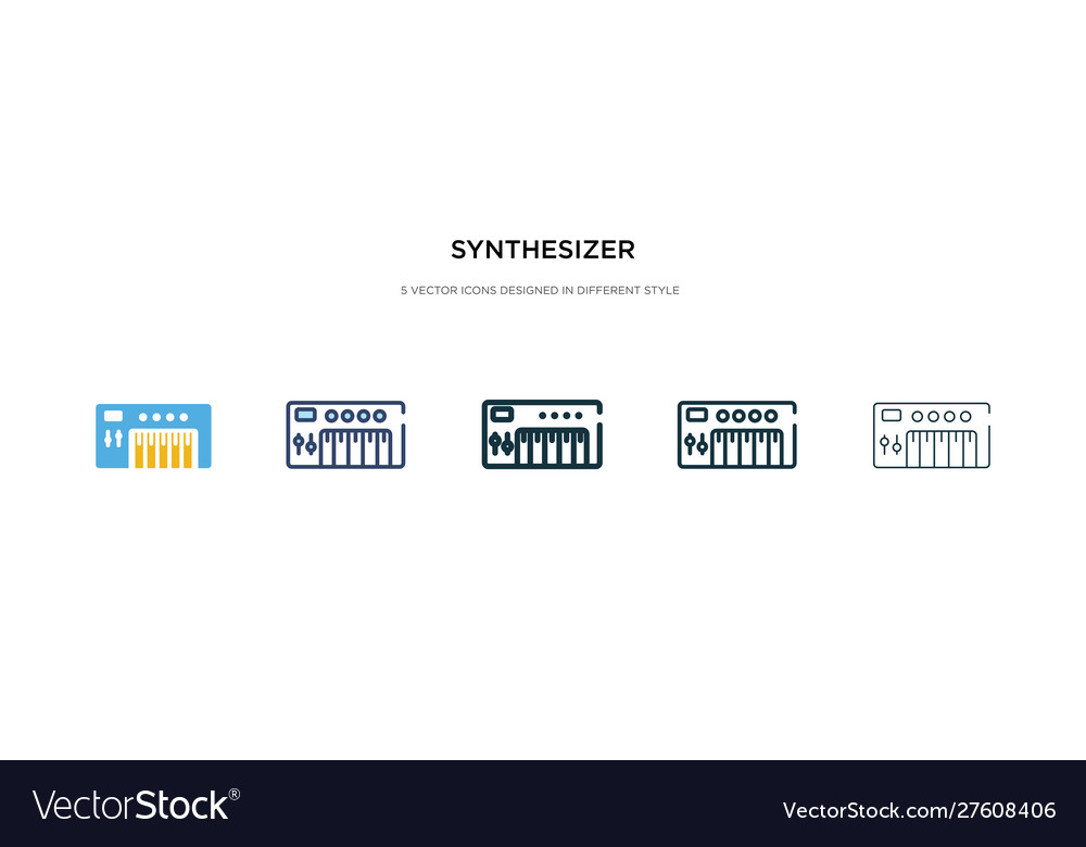 Synthesizer icon in different style two colored vector image Synthesizer icon in different style two colored