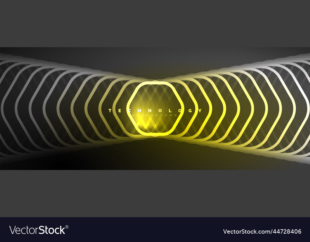 Techno shiny hexagons abstract background