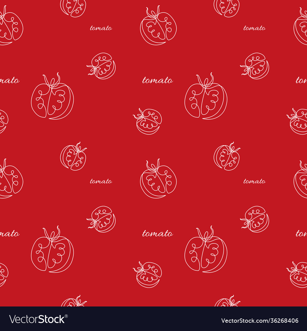 Tomato seamless pattern continuous one line vector image Tomato seamless pattern continuous one line