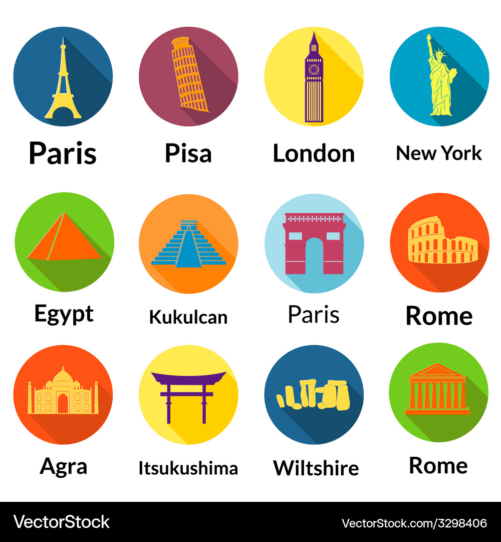 World landmarks Royalty Free Vector Image - VectorStock