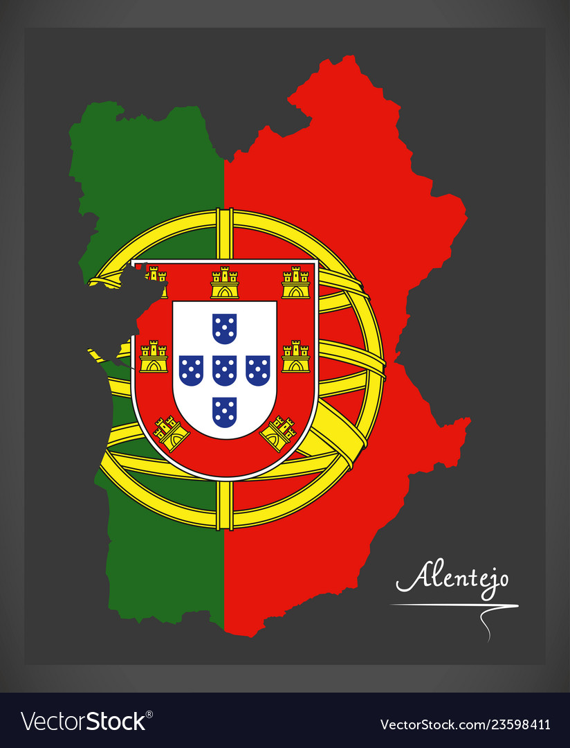 Alentejo portugal map with portuguese national