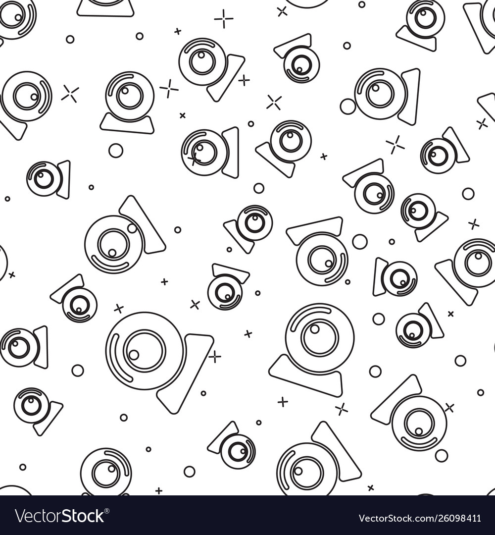 Black web camera icon isolated seamless pattern vector image Black web camera icon isolated seamless pattern