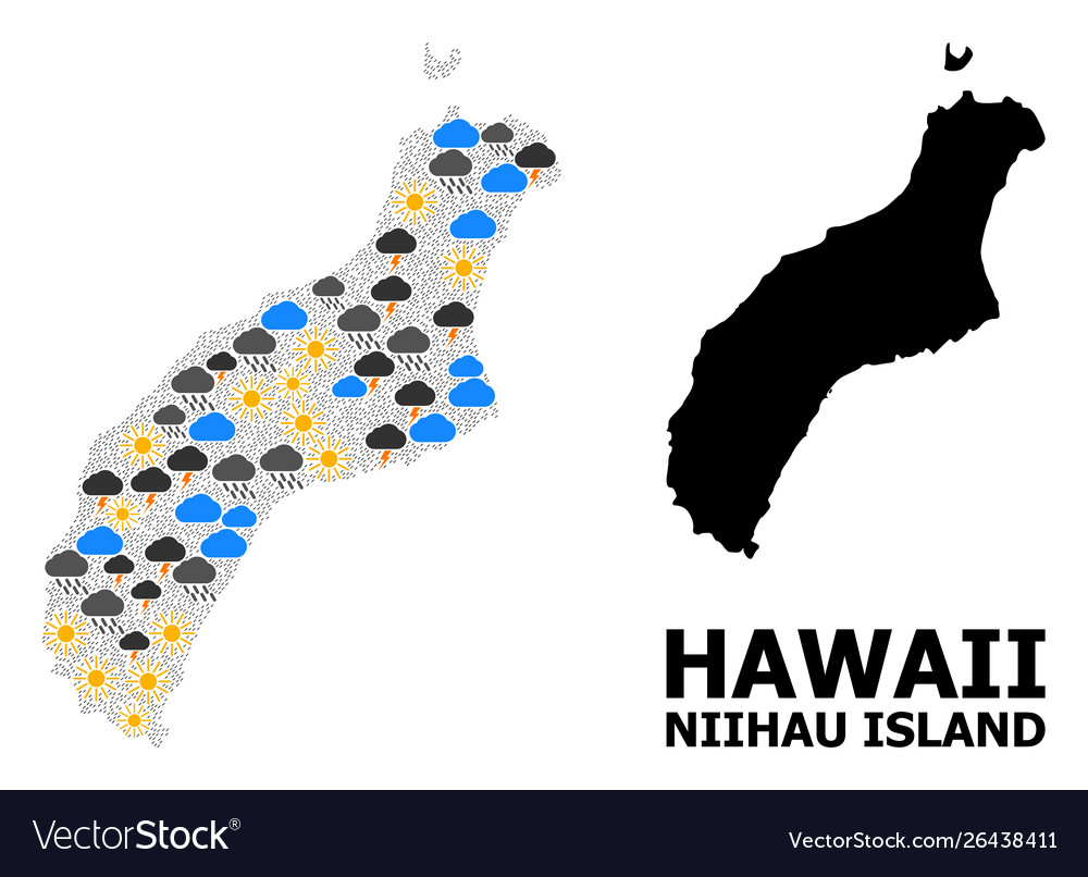 Climate mosaic map niihau island Royalty Free Vector Image