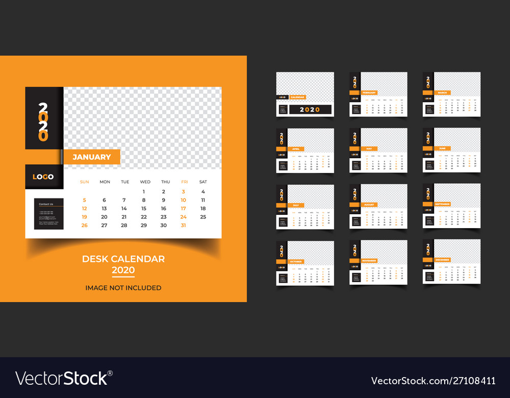 Desk calendar 2020 template design