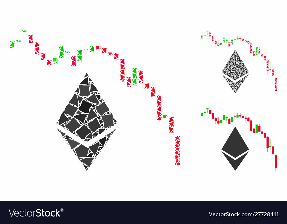 Ethereum fall chart composition icon humpy vector image Ethereum fall chart composition icon humpy