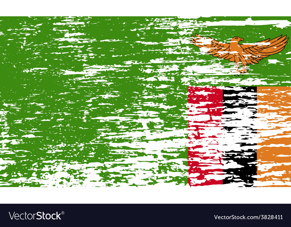 Flagge von Zambia mit alter Textur