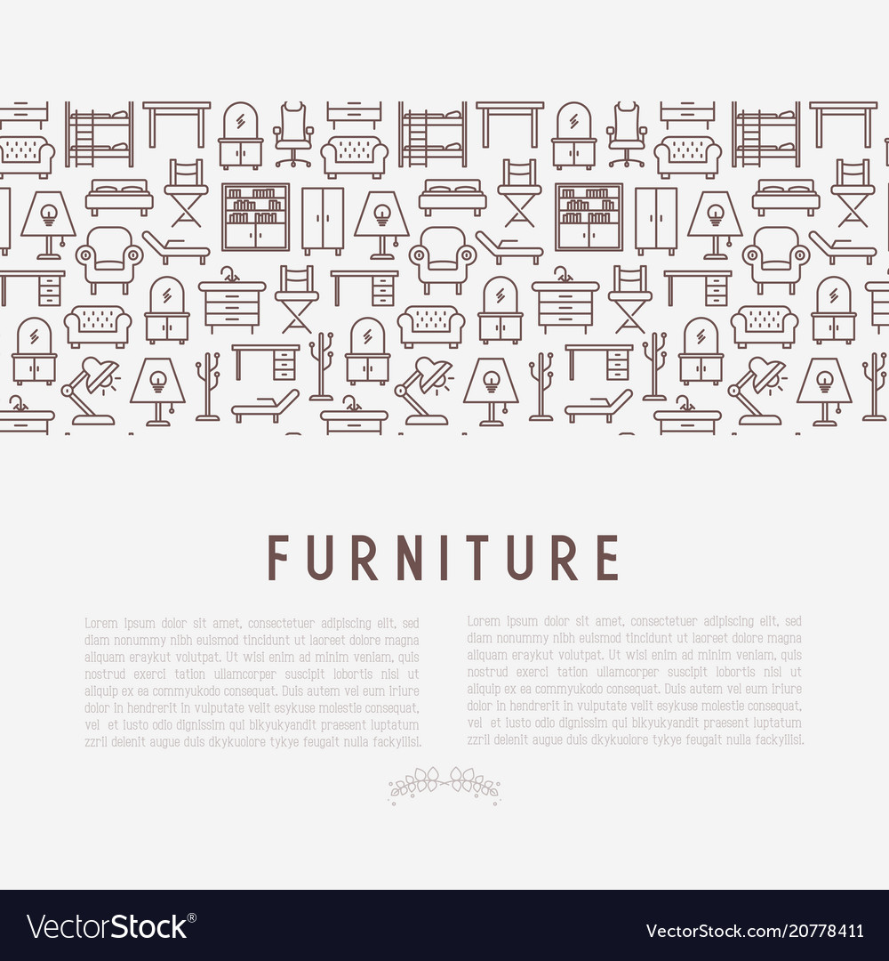 Furniture concept with thin line icons