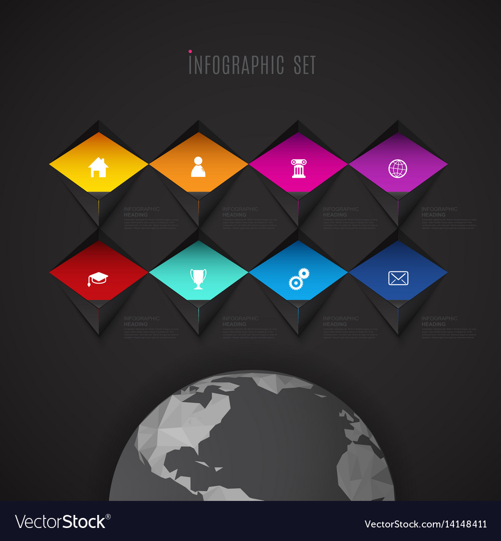 Infographic template with set of colorful icons