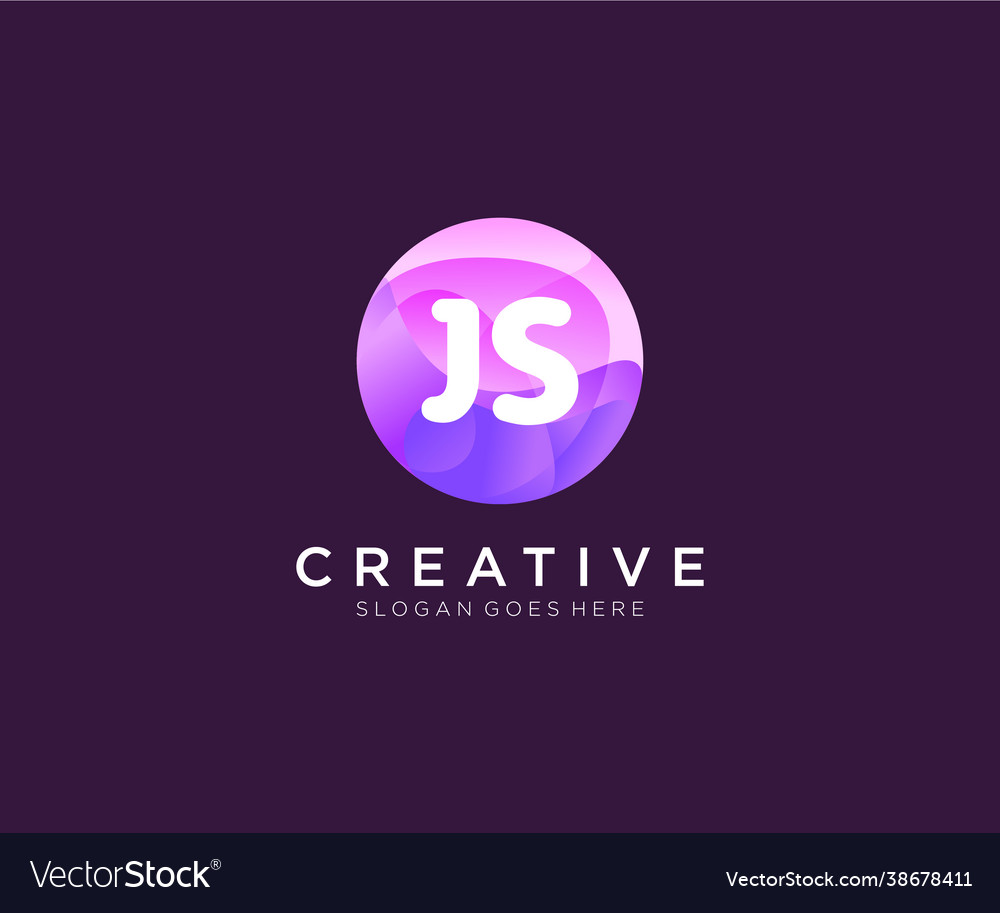 Js initial logo with colorful circle template Vector Image
