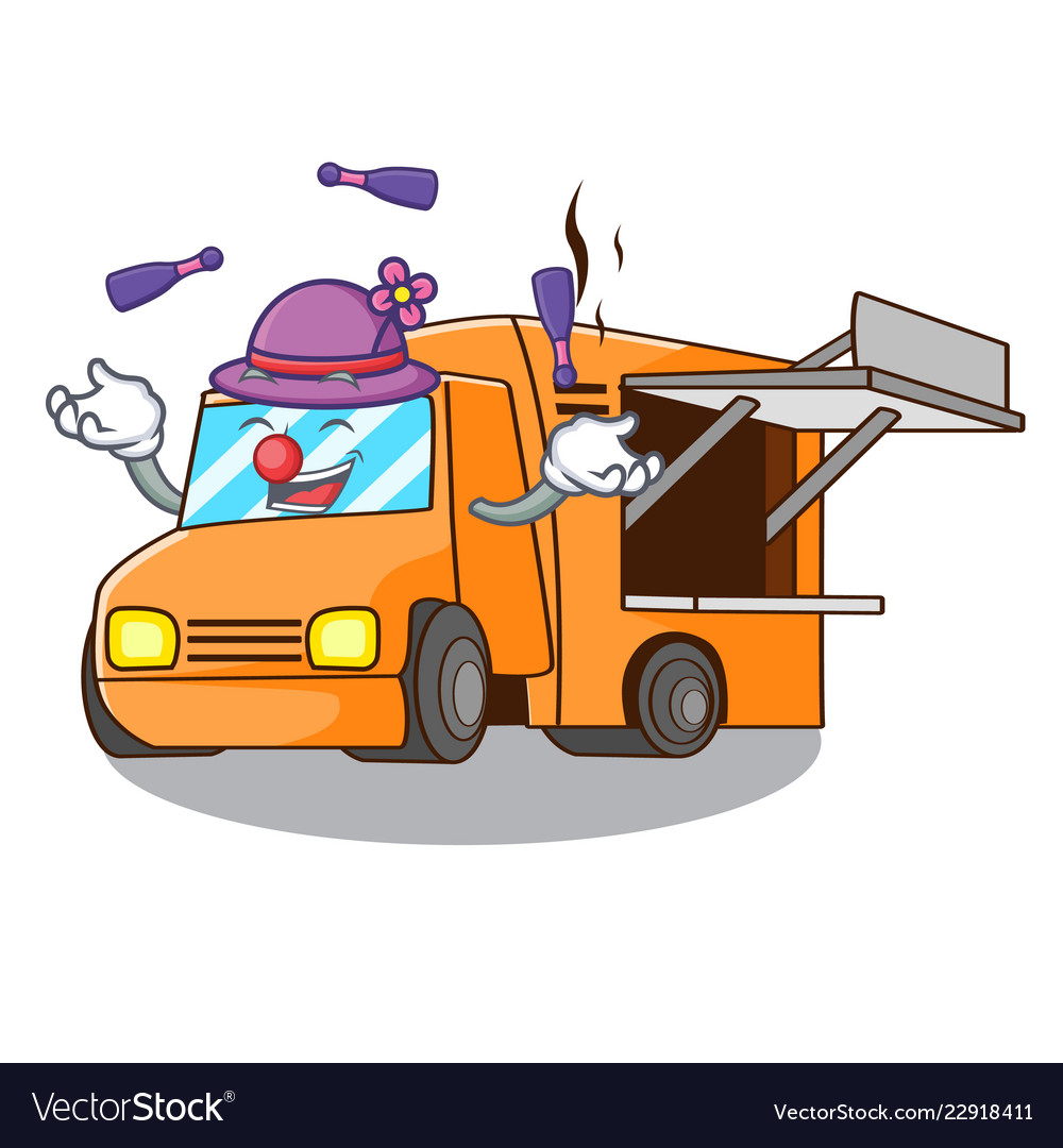 Juggling character food truck with awning