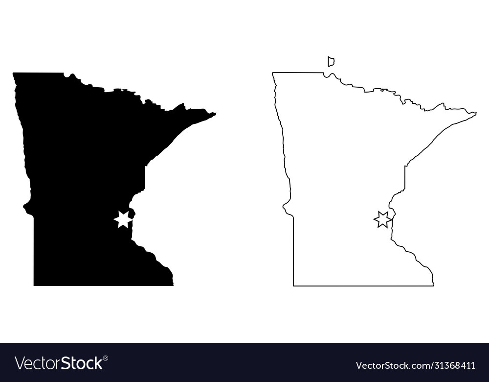 Minnesota Mn State Map Usa With Capital City Star Vector Image