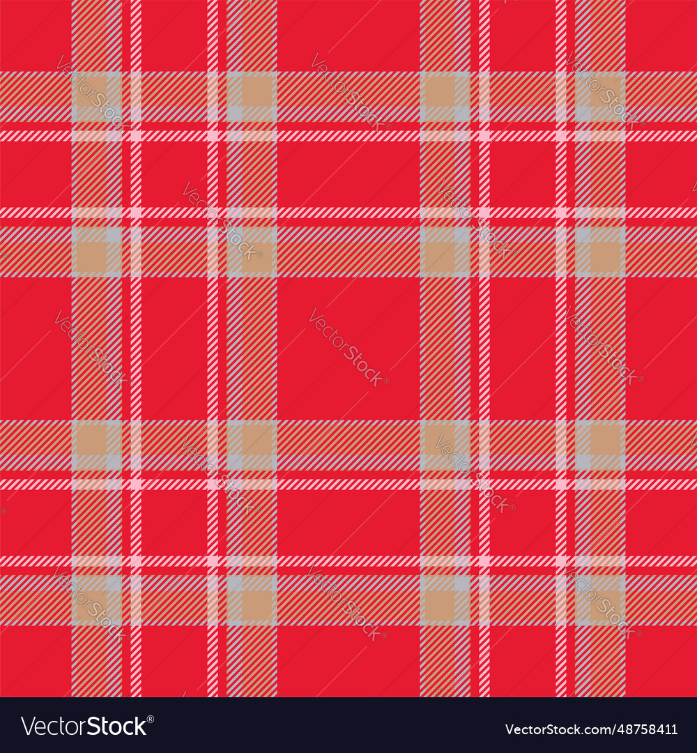 Plaid seamless pattern in red check fabric vector image Plaid seamless pattern in red check fabric