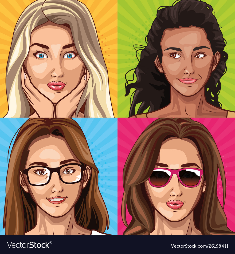 Pop Art Mode Modelle Frauen Cartoons vector image Pop Art Mode Modelle Frauen Cartoons