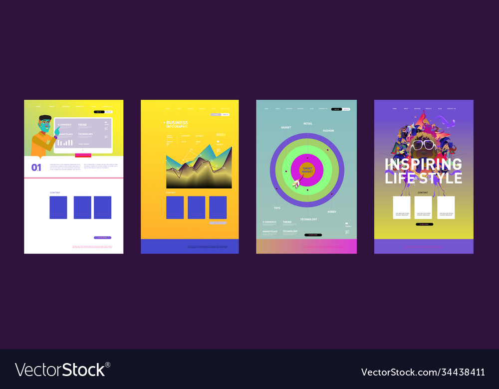 Presentation and website interface layout design Vector Image Presentation and website interface layout design