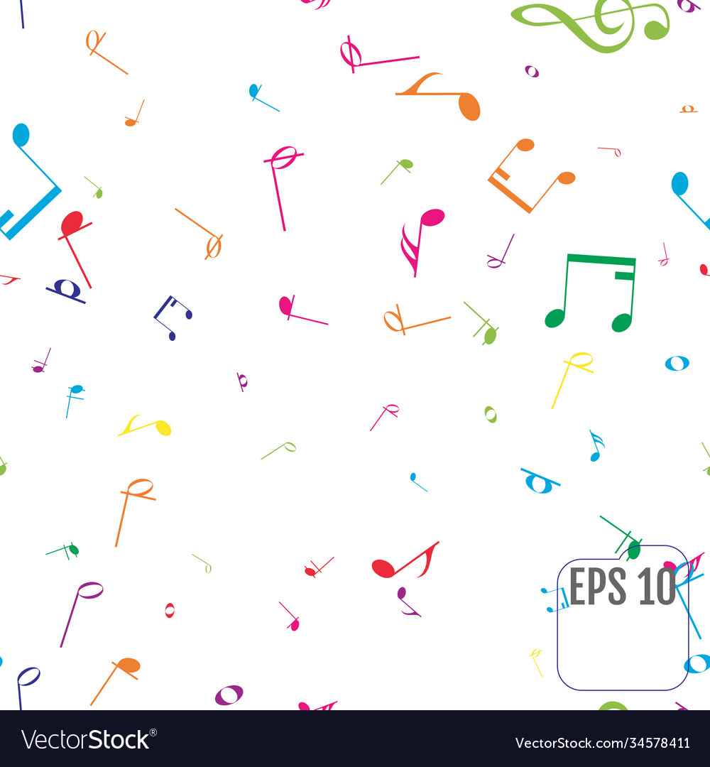 Seamless pattern with colorful music notes vector image Seamless pattern with colorful music notes