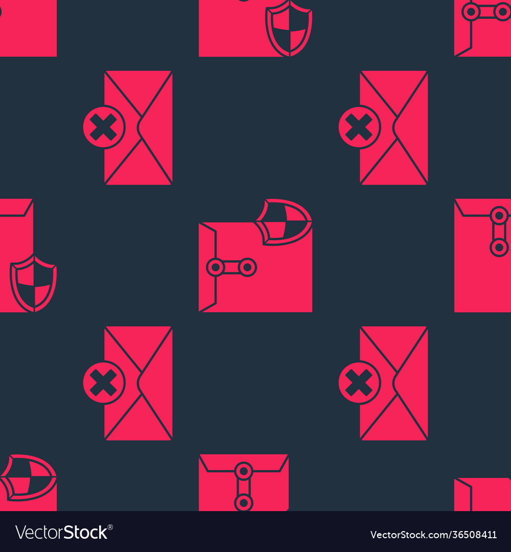 Set delete envelope and with shield vector image Set delete envelope and with shield