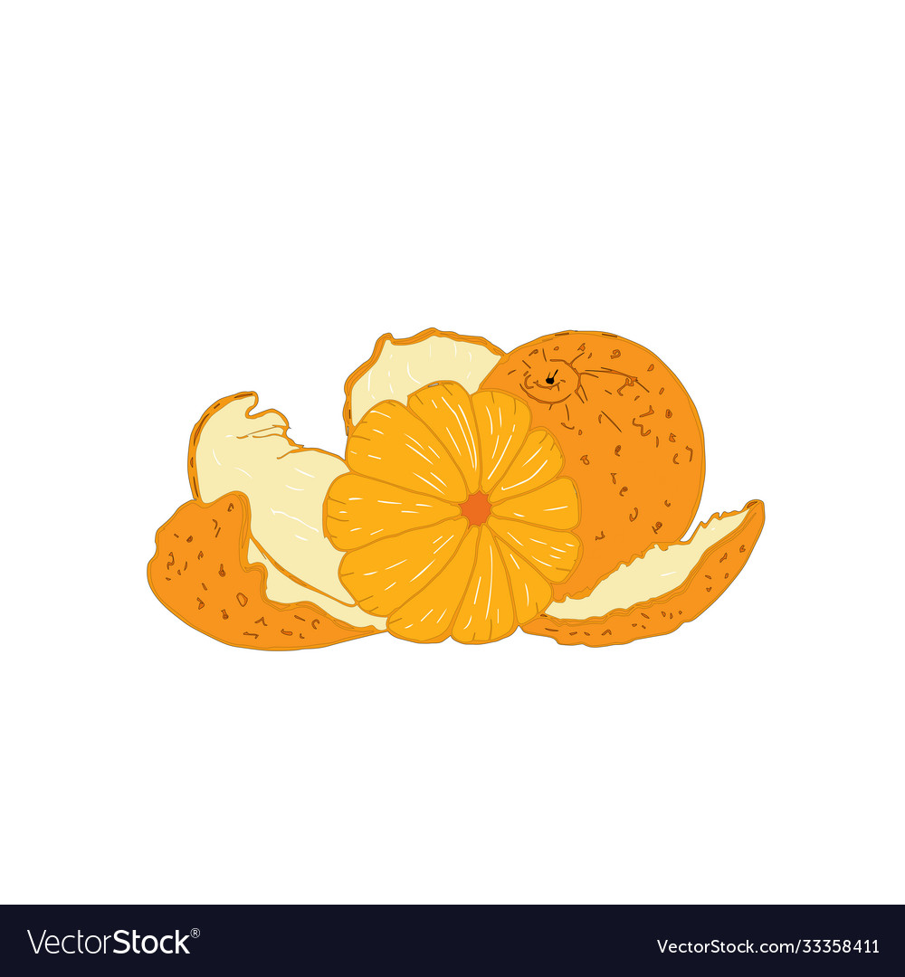 Set with tangerines isolated on a white background
