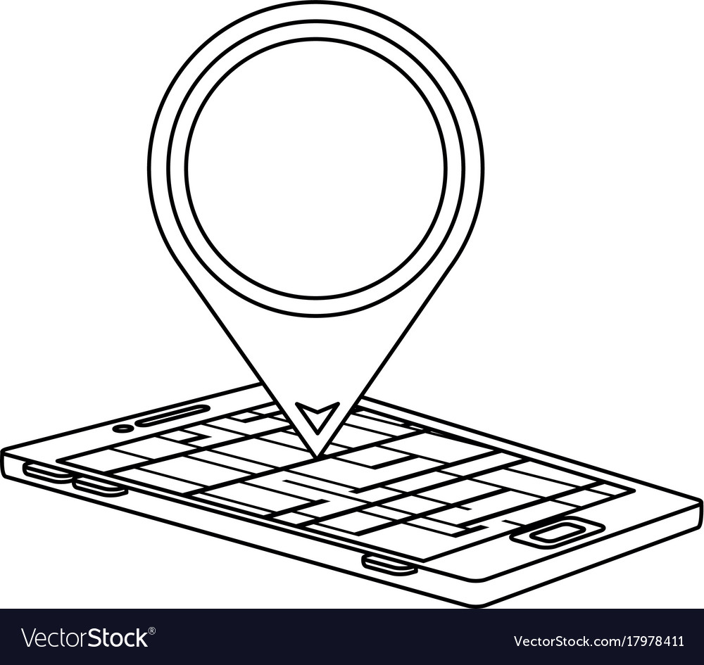 Smartphone with pointer location isolated icon
