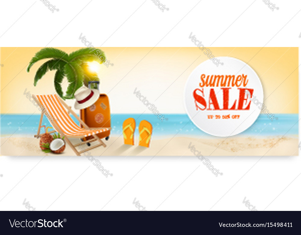 Summer sale banner with a beach vacation Vector Image