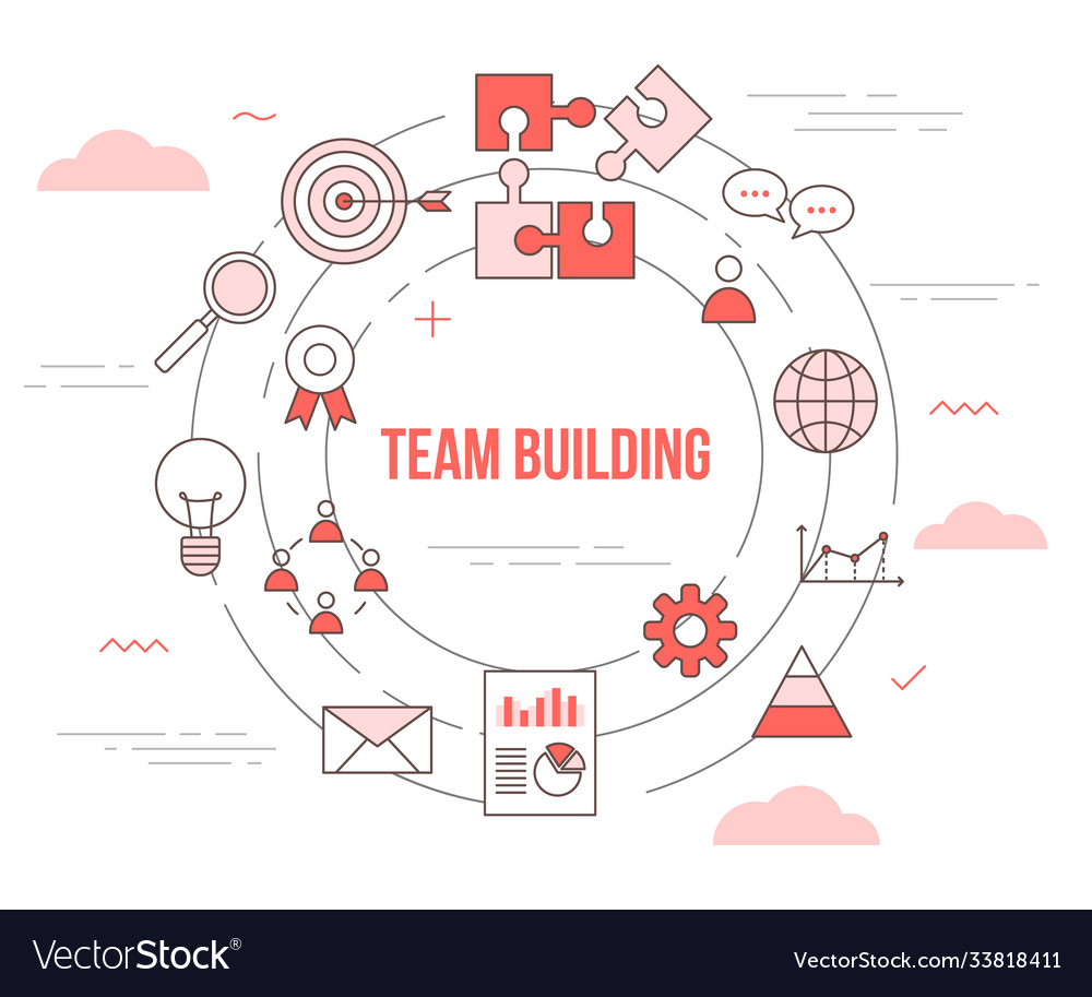 Team building business people concept with icon Vector Image