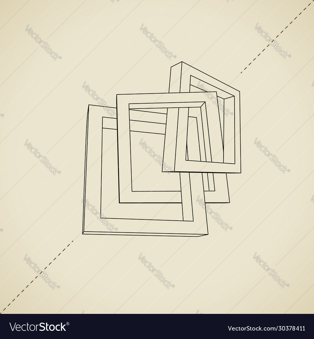 Three rectangular 3d frames blueprint