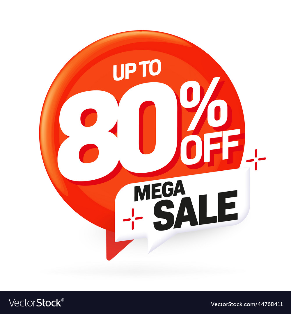 Up to 80 percent off mega sale sticker label Vector Image