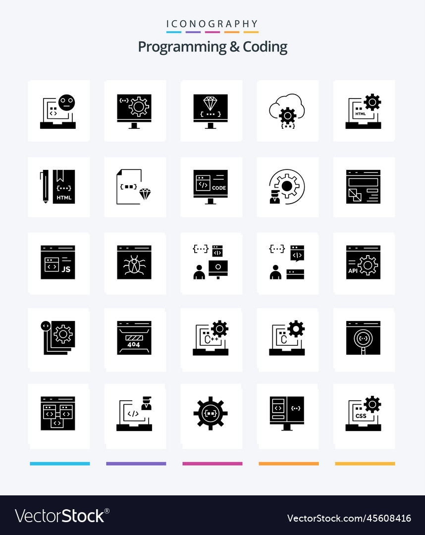 Creative programming and coding 25 glyph solid