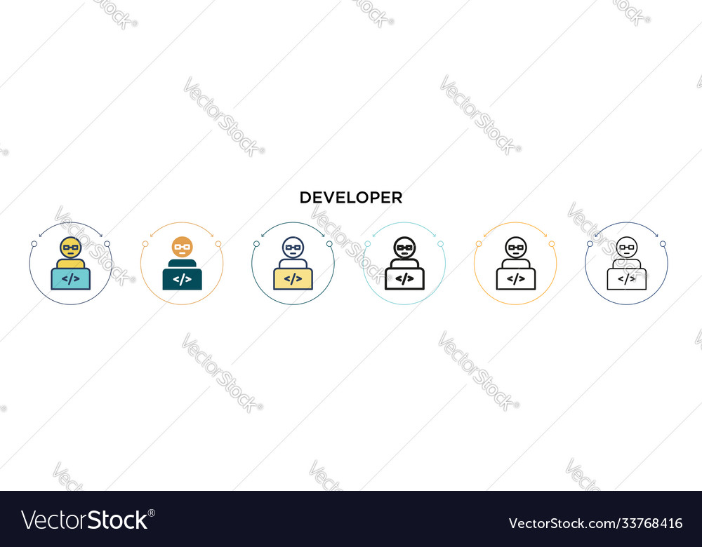 Developer icon in filled thin line outline