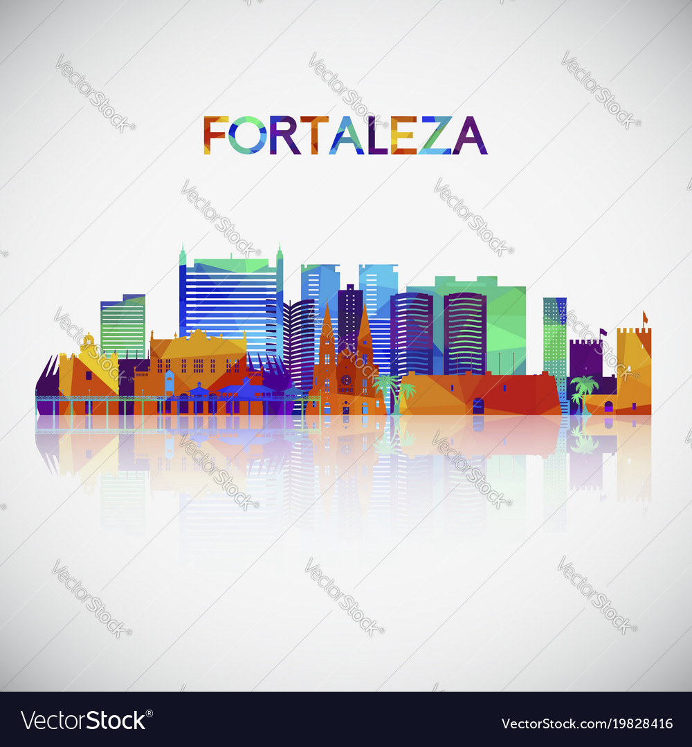 Fortaleza skyline silhouette in colorful