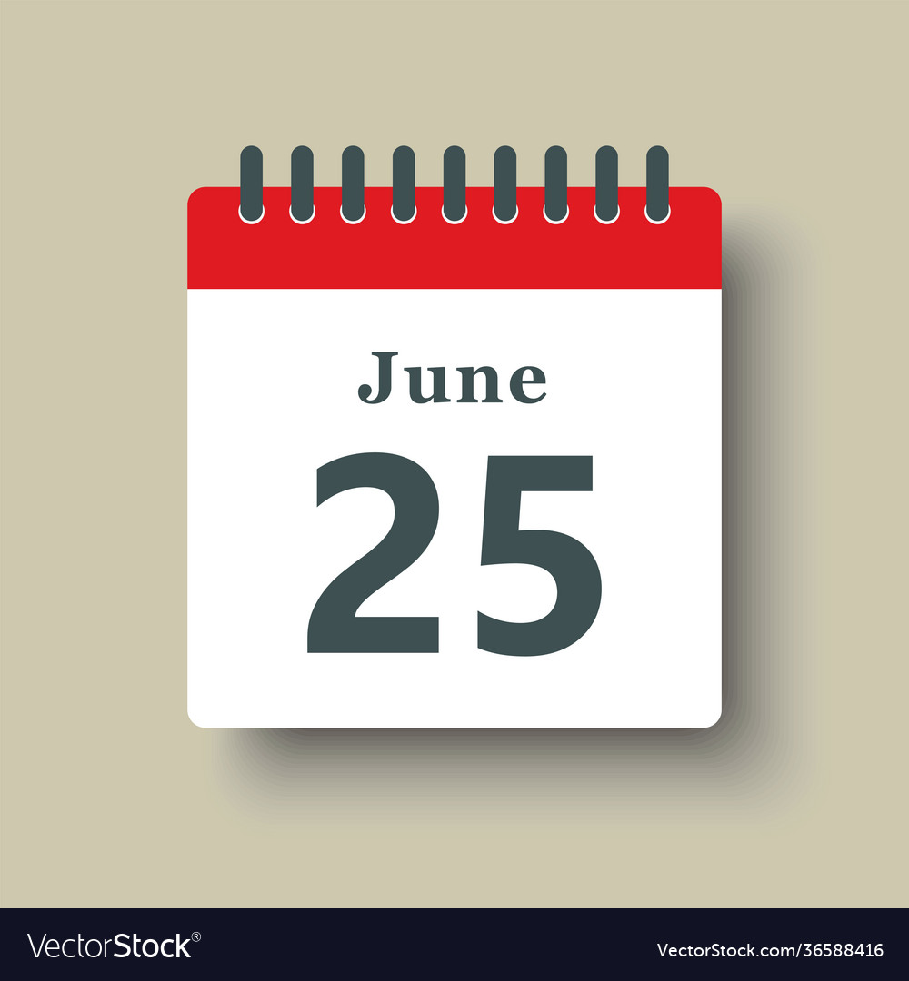 Icon day date 25 june template calendar page Vector Image