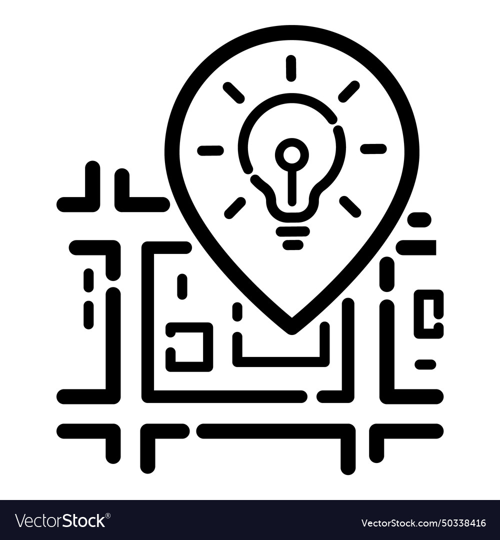 Idea lightbulb map location point flat icon