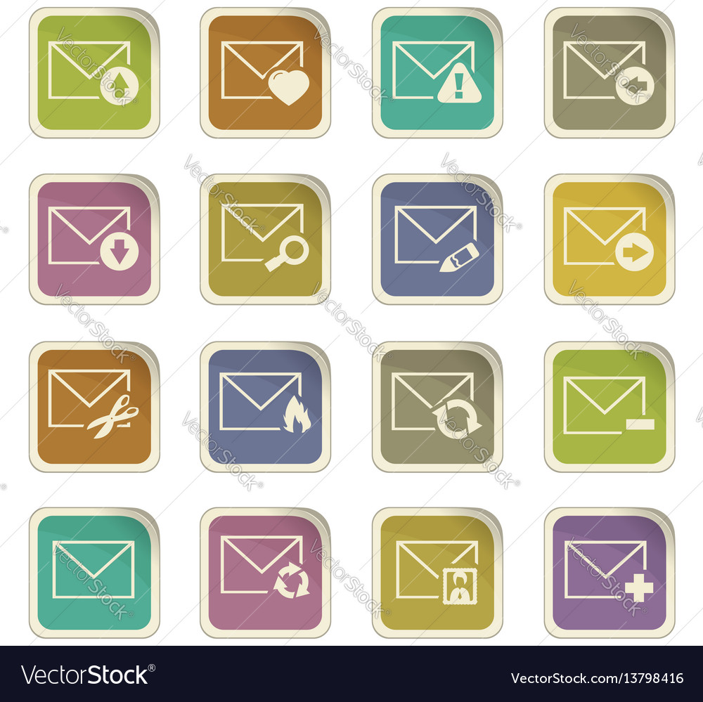 Mail and envelope icons set