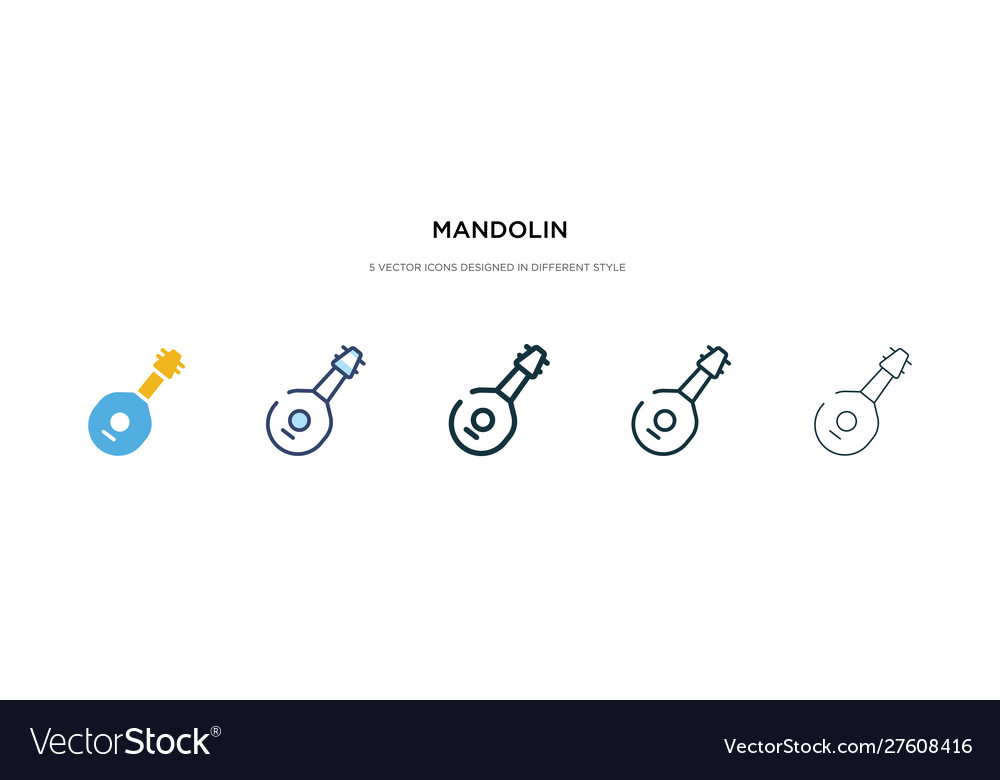 Mandolin icon in different style two colored