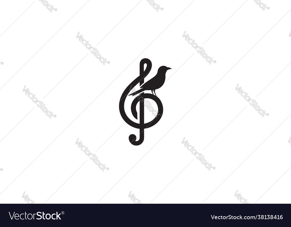 Notes music and bird logo icon design