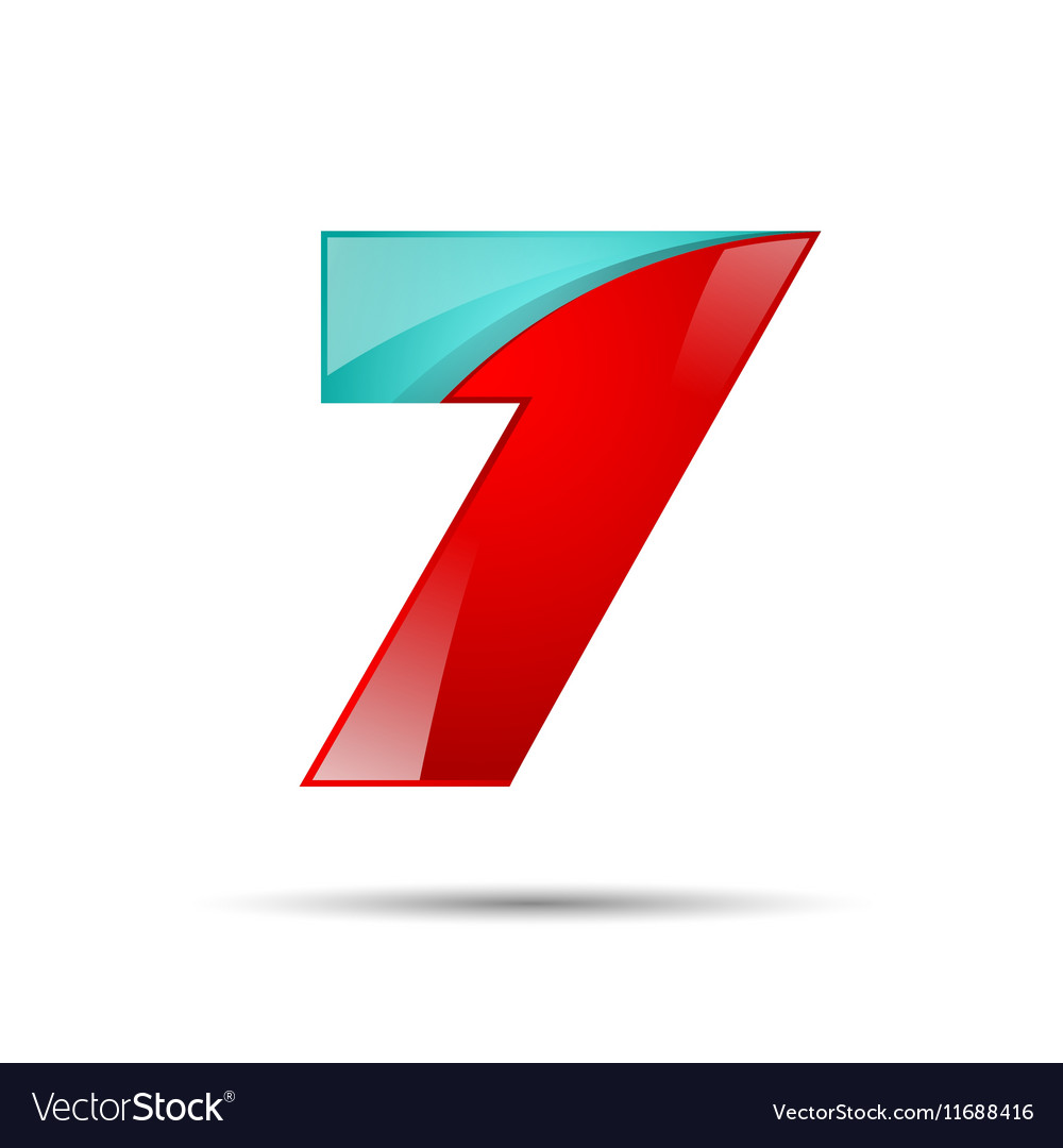 Number seven 7 colorful 3d volume icon design for Vector Image