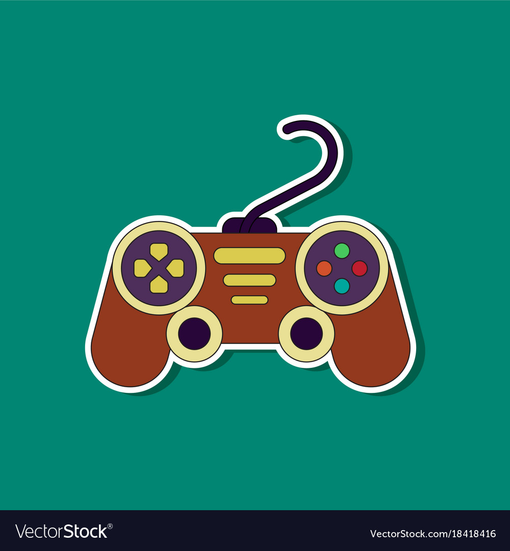 Paper sticker on background of game joystick