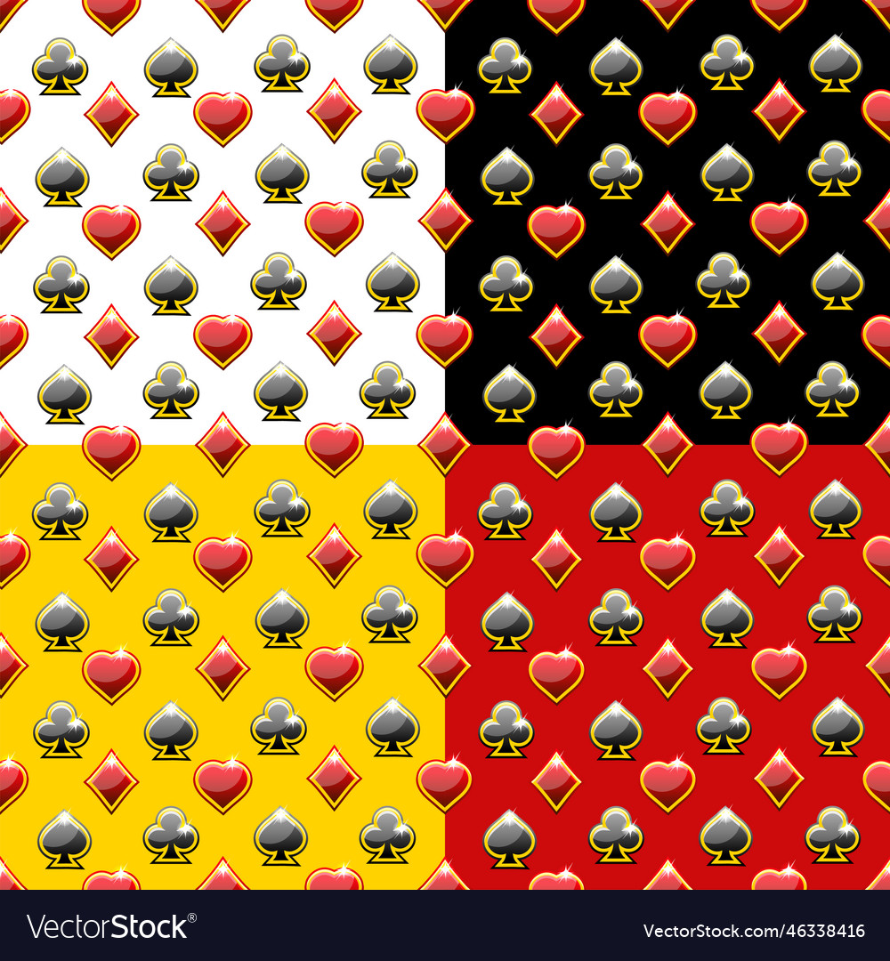 Seamless patterns with playing cards symbols