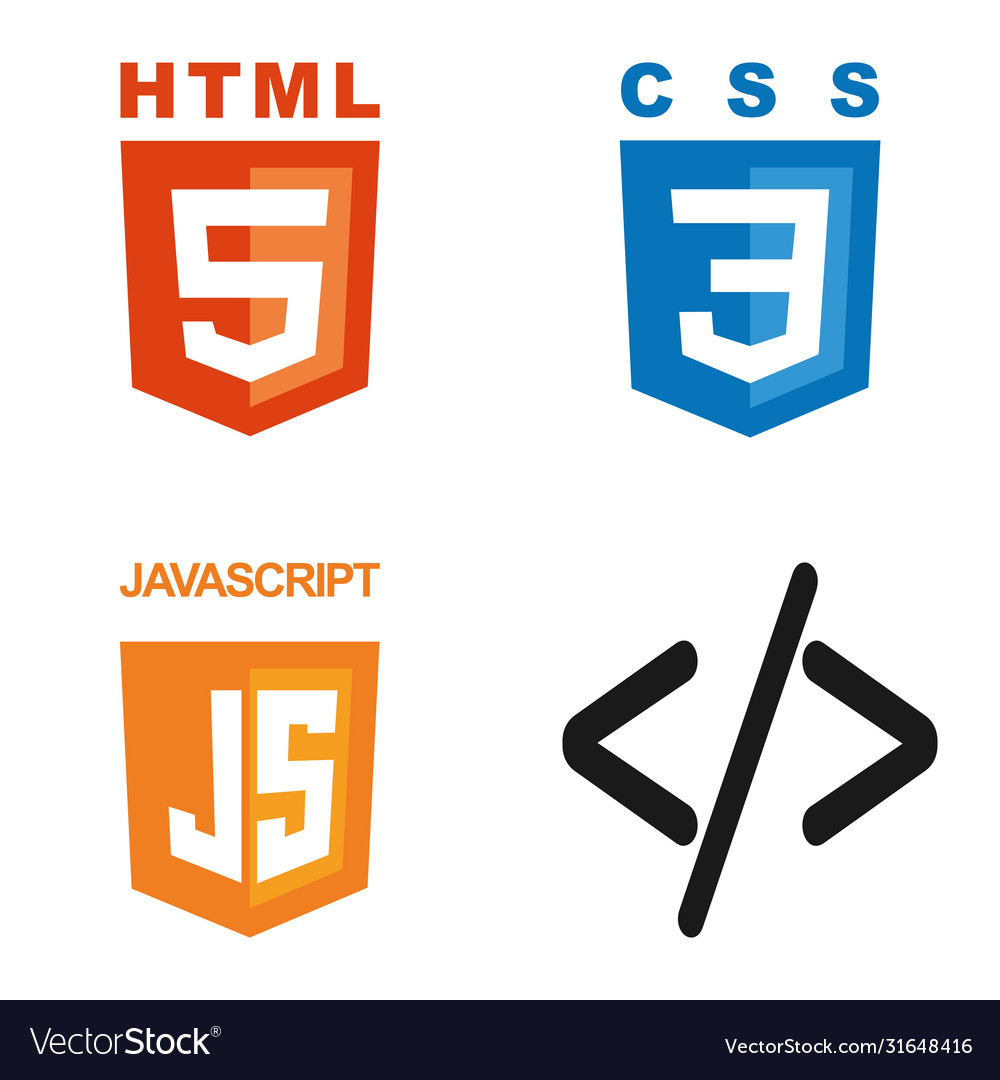 Set 4 Icons Html Css Js Code Royalty Free Vector Image