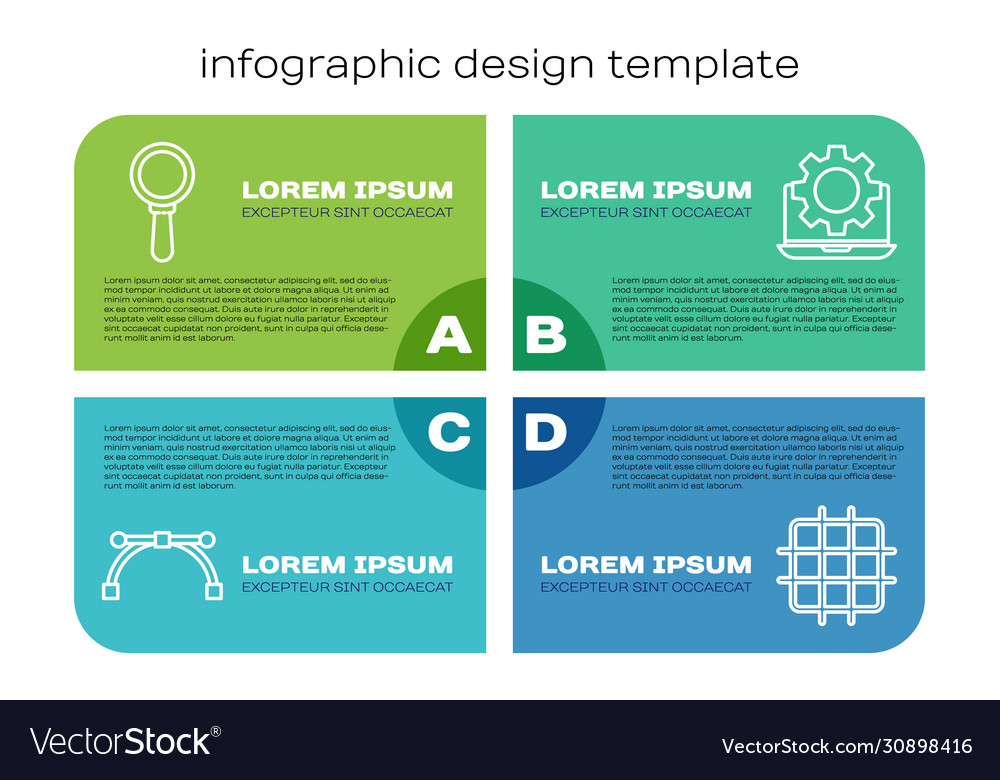 Set line bezier curve magnifying glass grid vector image Set line bezier curve magnifying glass grid