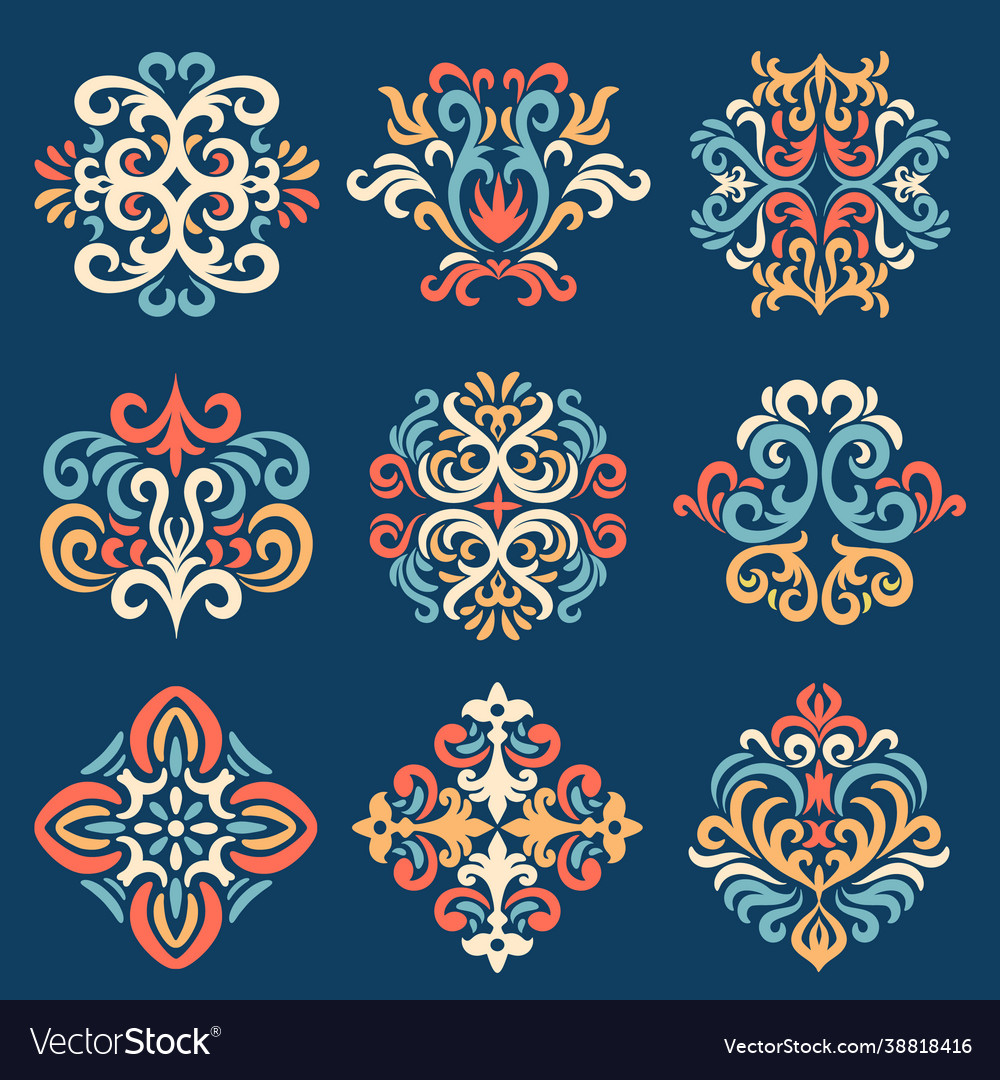 Set oriental damask patterns Royalty Free Vector Image