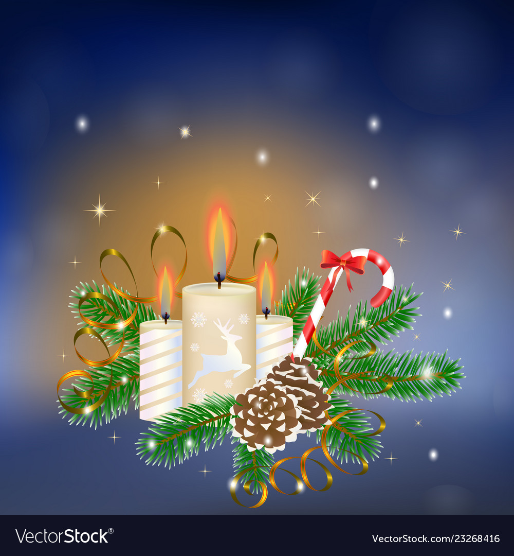 Three candles Royalty Free Vector Image - VectorStock