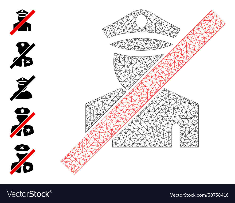 Web mesh wrong policeman icon with simple symbols vector image Web mesh wrong policeman icon with simple symbols