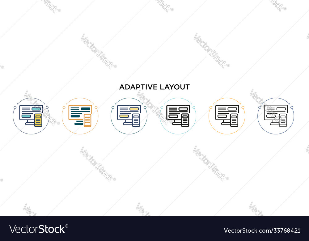Adaptive layout icon in filled thin line outline