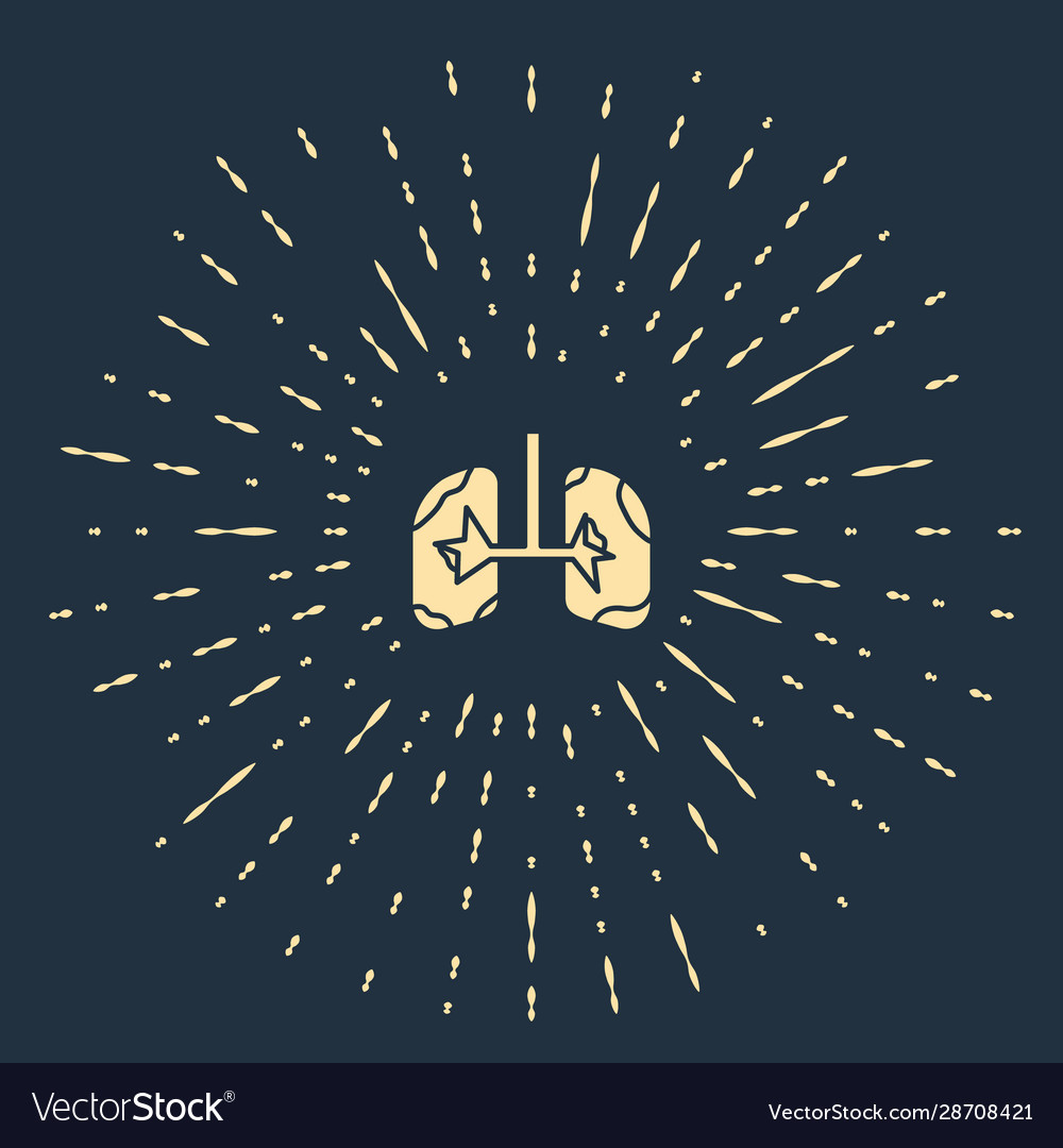 Beige lungs icon isolated on blue background