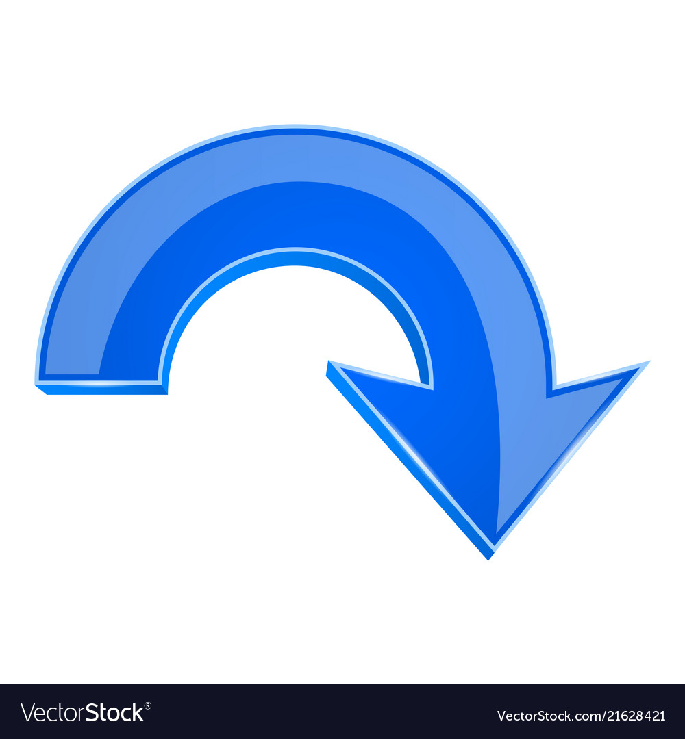 Blue 3d arrow down icon Royalty Free Vector Image