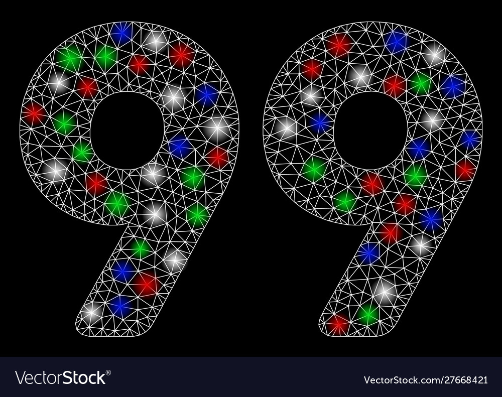 Bright mesh 2d 99 digits text with flash spots