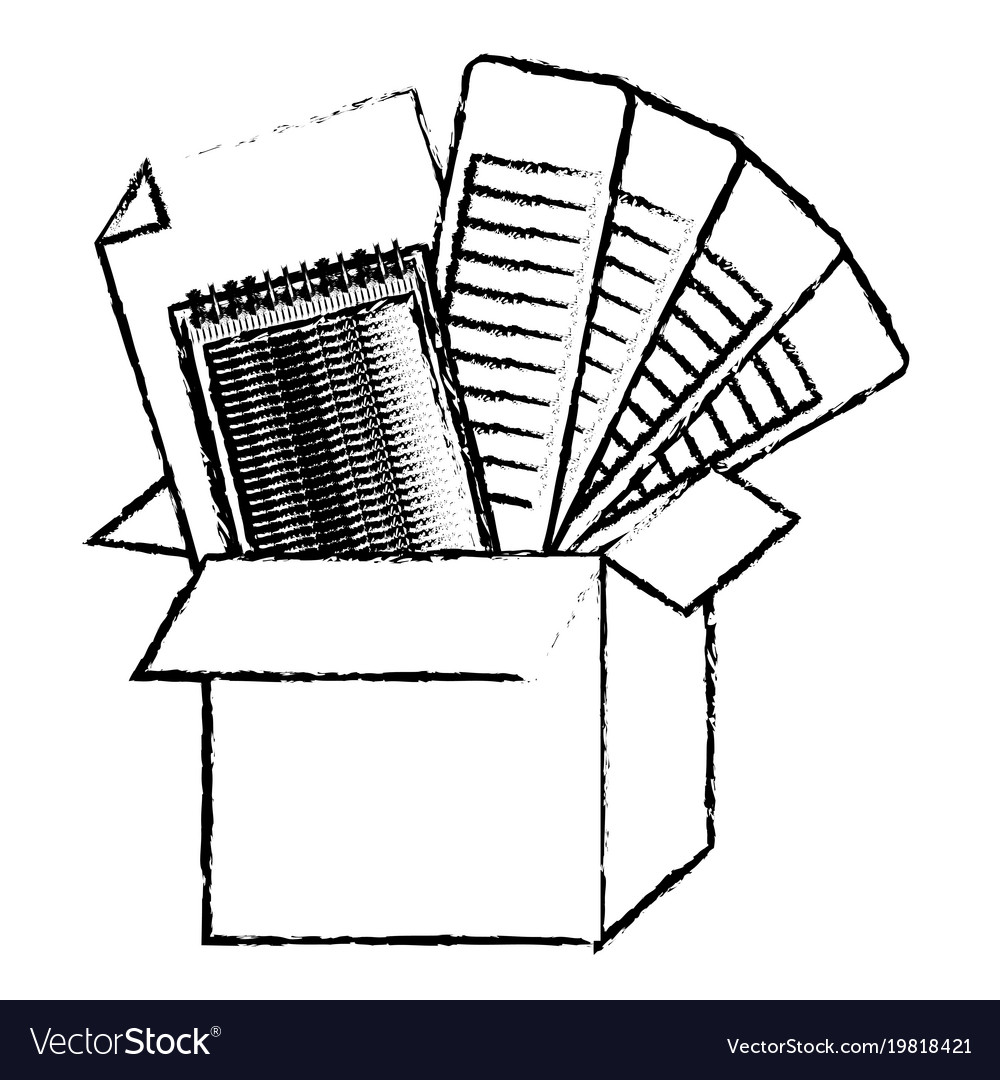 Cardboard box and color palette guide notebook