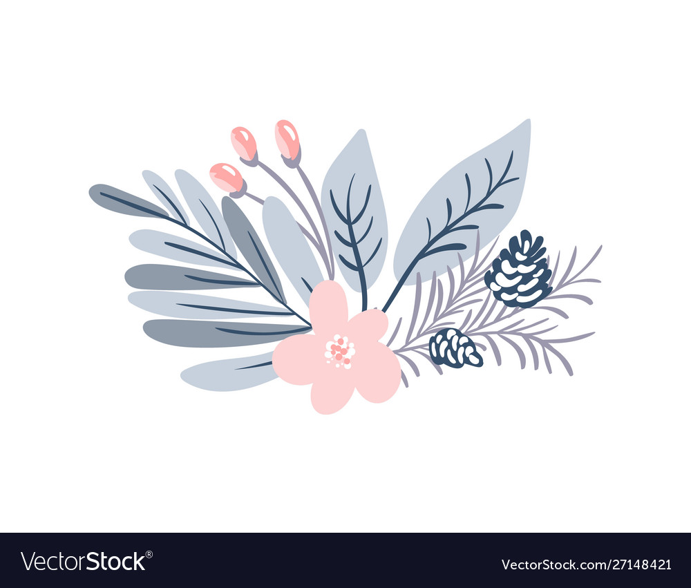 Christmas bouquet with berries on evergreen vector image Christmas bouquet with berries on evergreen
