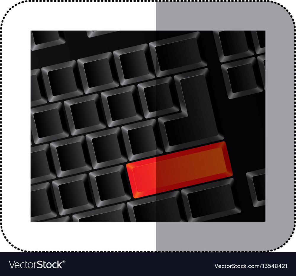 Computer keyboard with red button vector image Computer keyboard with red button