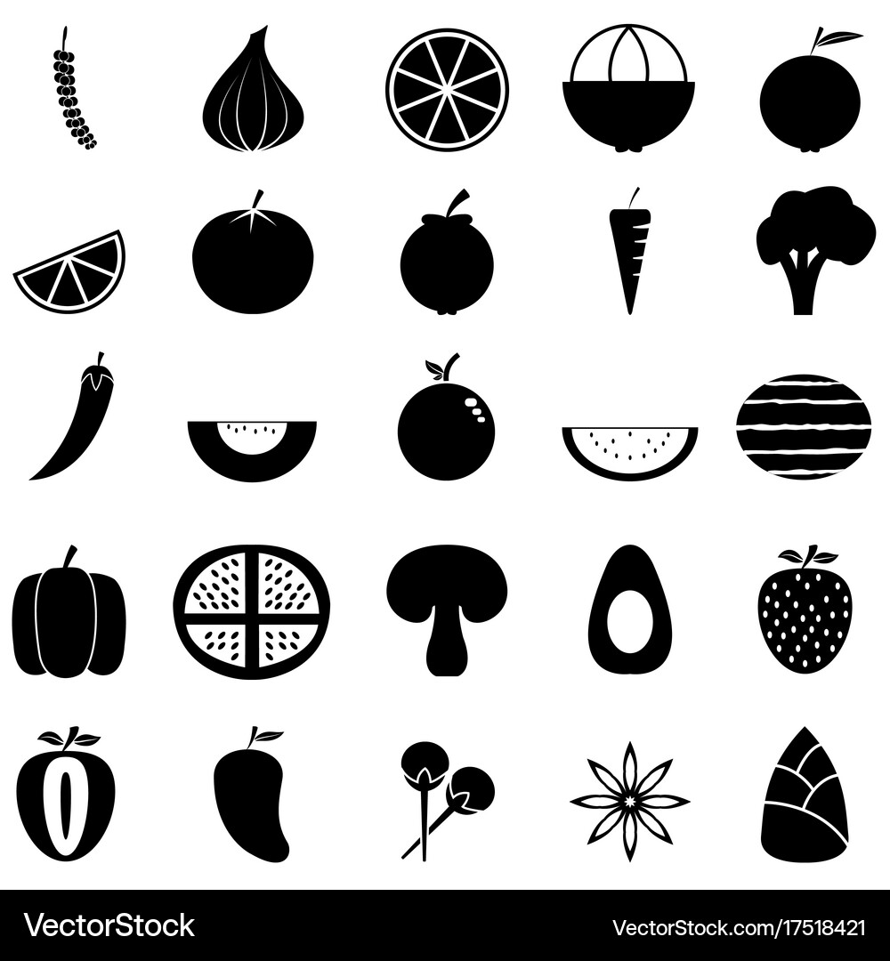 Fruit and vegetables icon set Royalty Free Vector Image